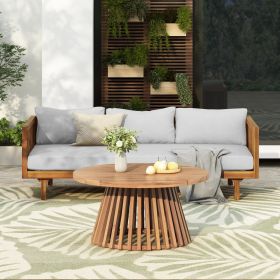 PATIO FURNITRE SETS : CLAREMONT 3 SEATER DAYBED + ACACIA WOOD TABLE (Color: as Pic)